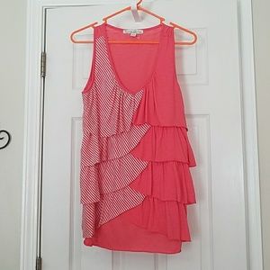 Pink/Coral ruffle tank top